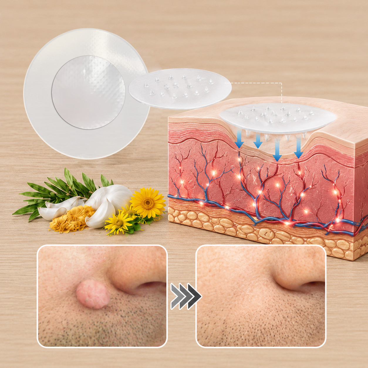 ✨Diufar®2-in-1 Microneedle & Hydrocolloid Patch🍀| Removes Raised Moles, Acne, Flat Warts & Skin Tags | Helps Improve Wrinkles, Scars & Blemishes | Invisible Patches for Face & Body